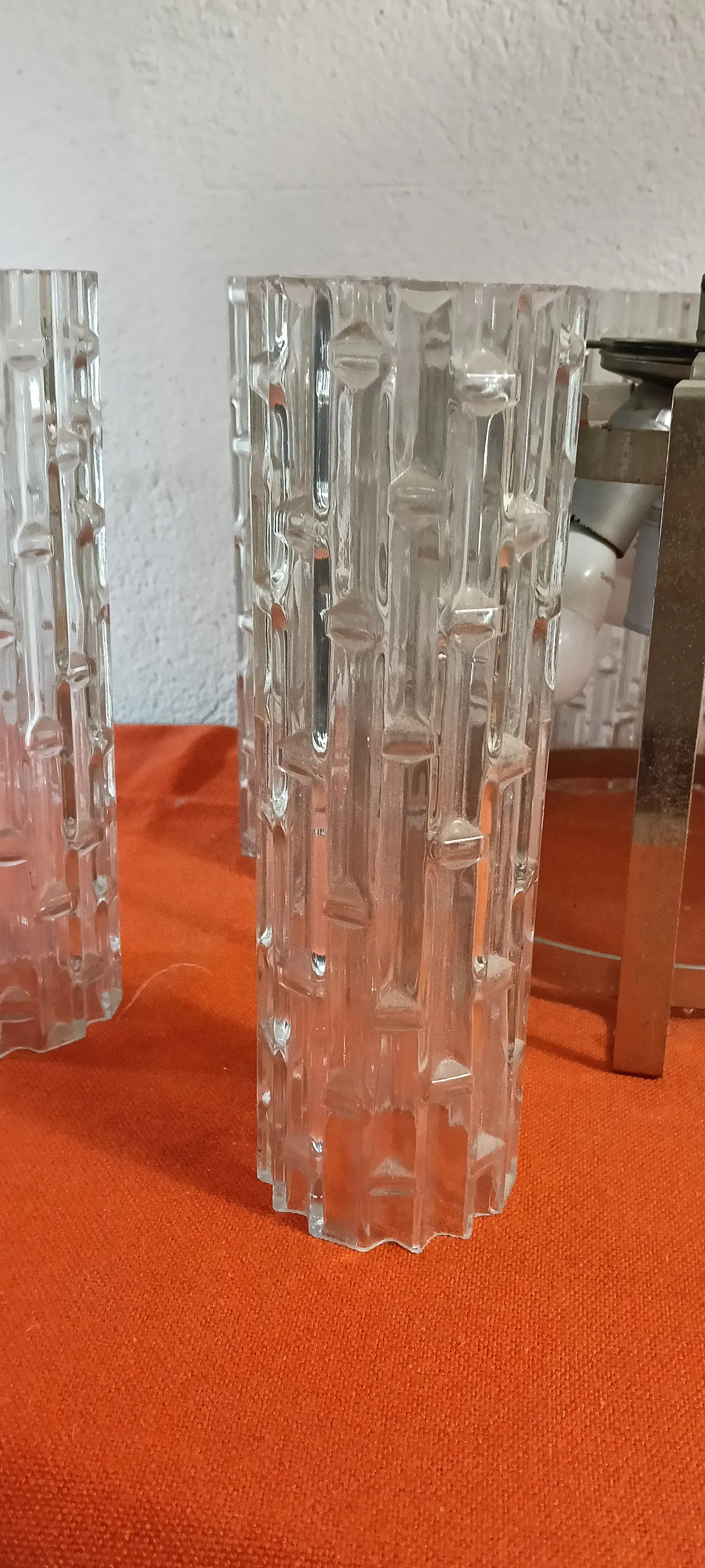 60s chandelier with textured glass 14