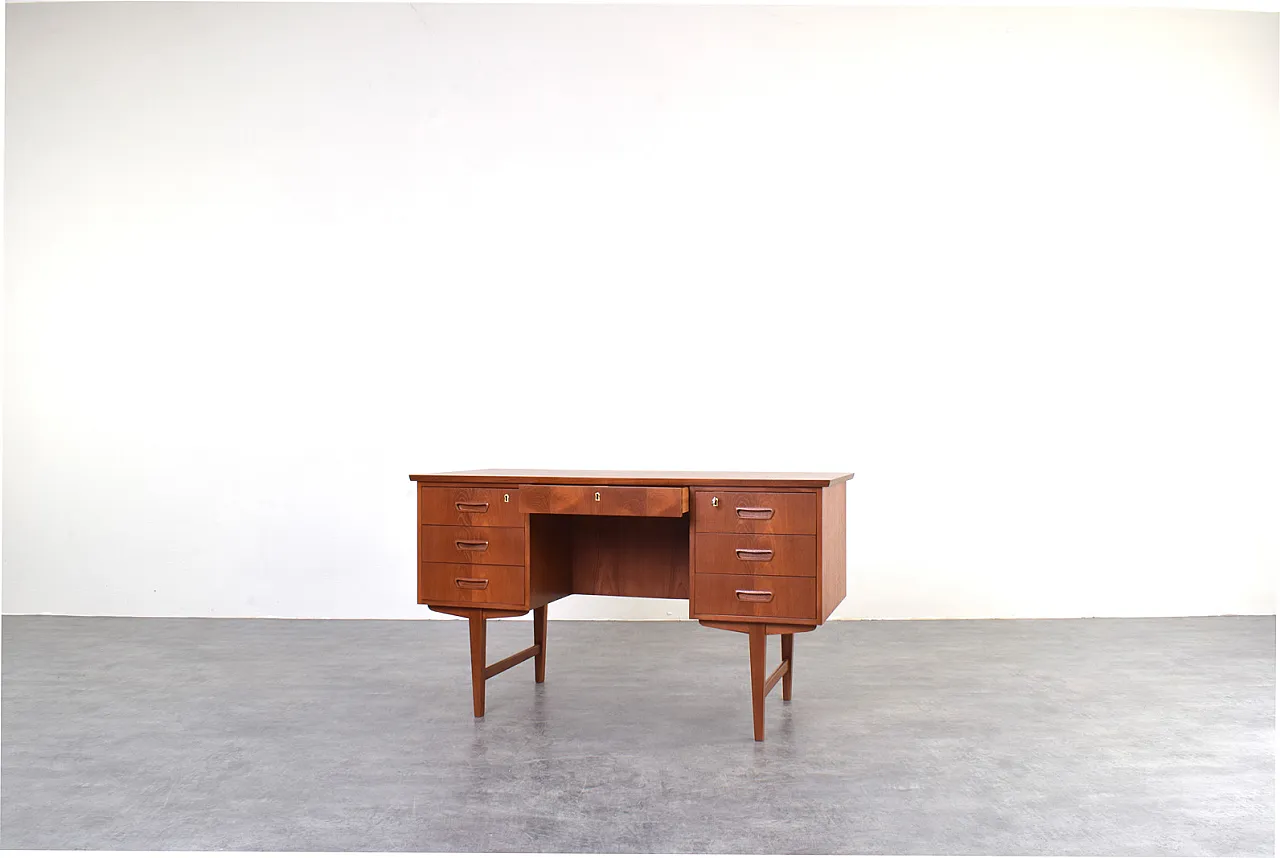 Scrivania direzionale moderna Mid-Century in teak, Danimarca, anni '60 5
