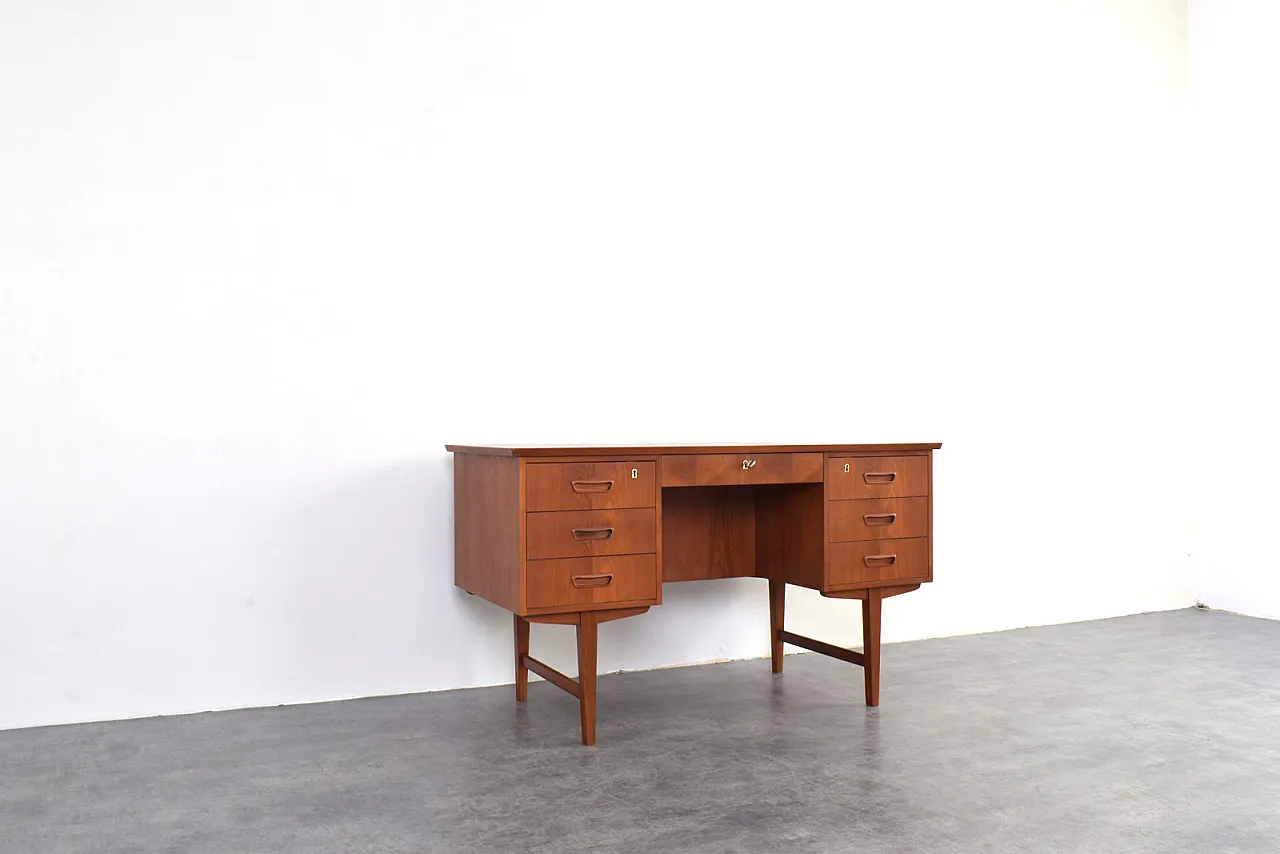 Scrivania direzionale moderna Mid-Century in teak, Danimarca, anni '60 11
