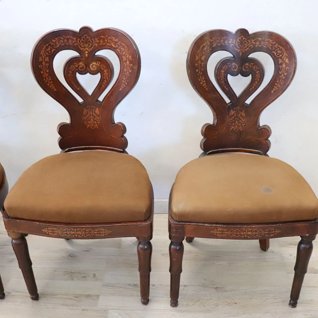 6 sedie antiche raffinato intarsio, '800 6