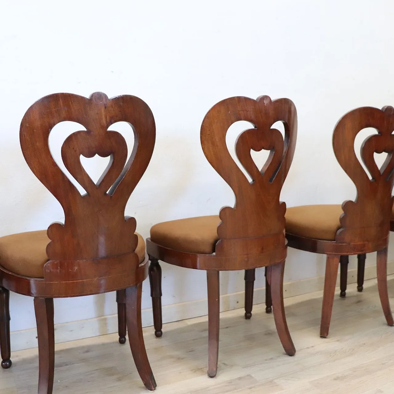 6 sedie antiche raffinato intarsio, '800 11