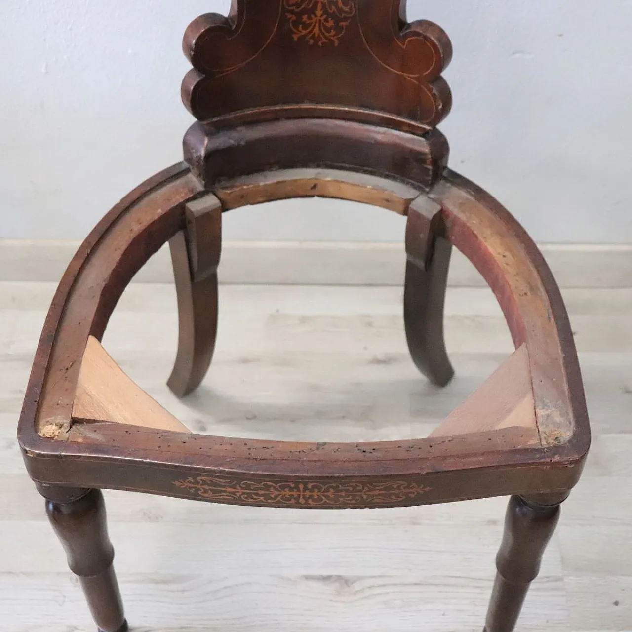 6 sedie antiche raffinato intarsio, '800 15