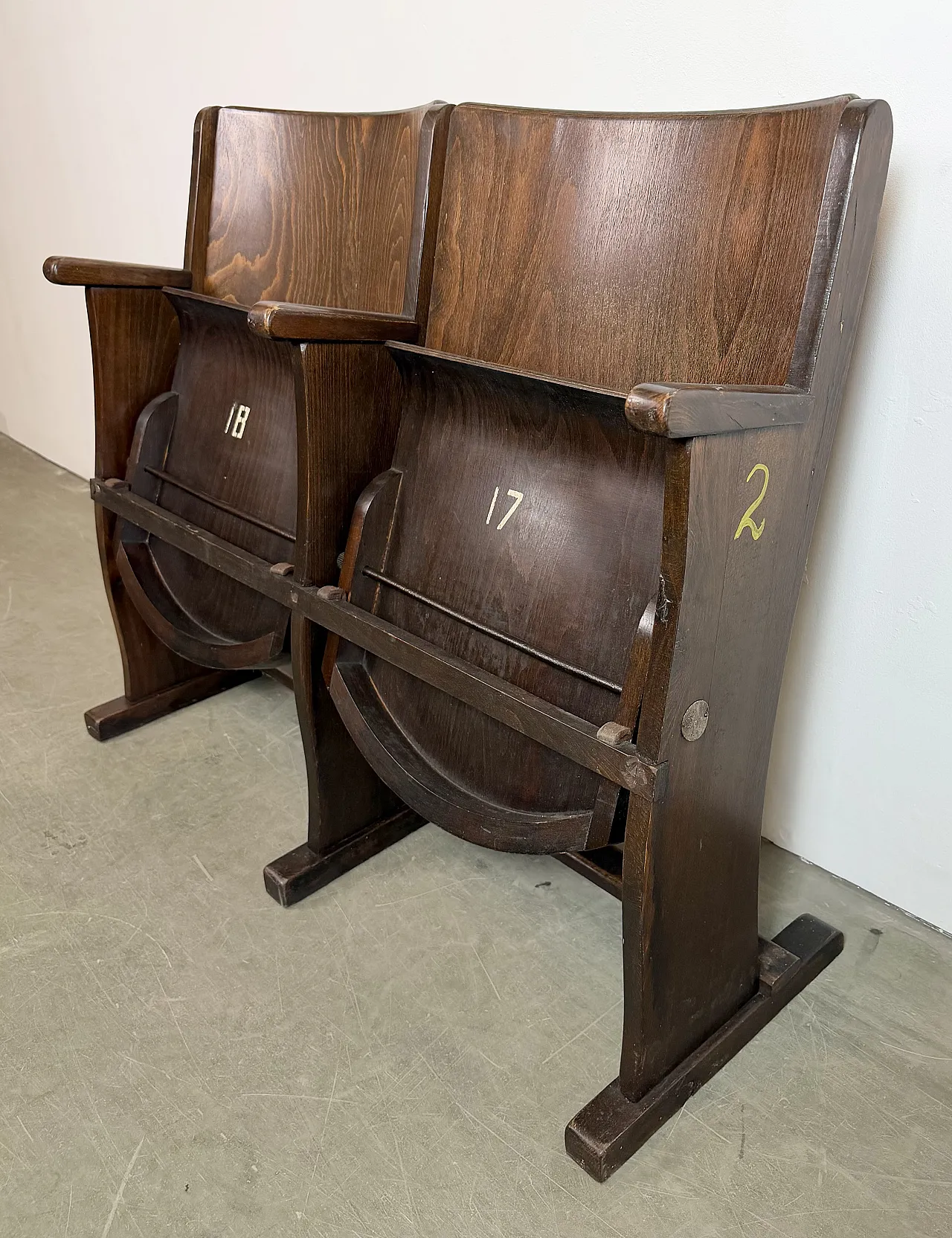 Vintage Two-Seat Cinema Bench from TON, 1960s 5