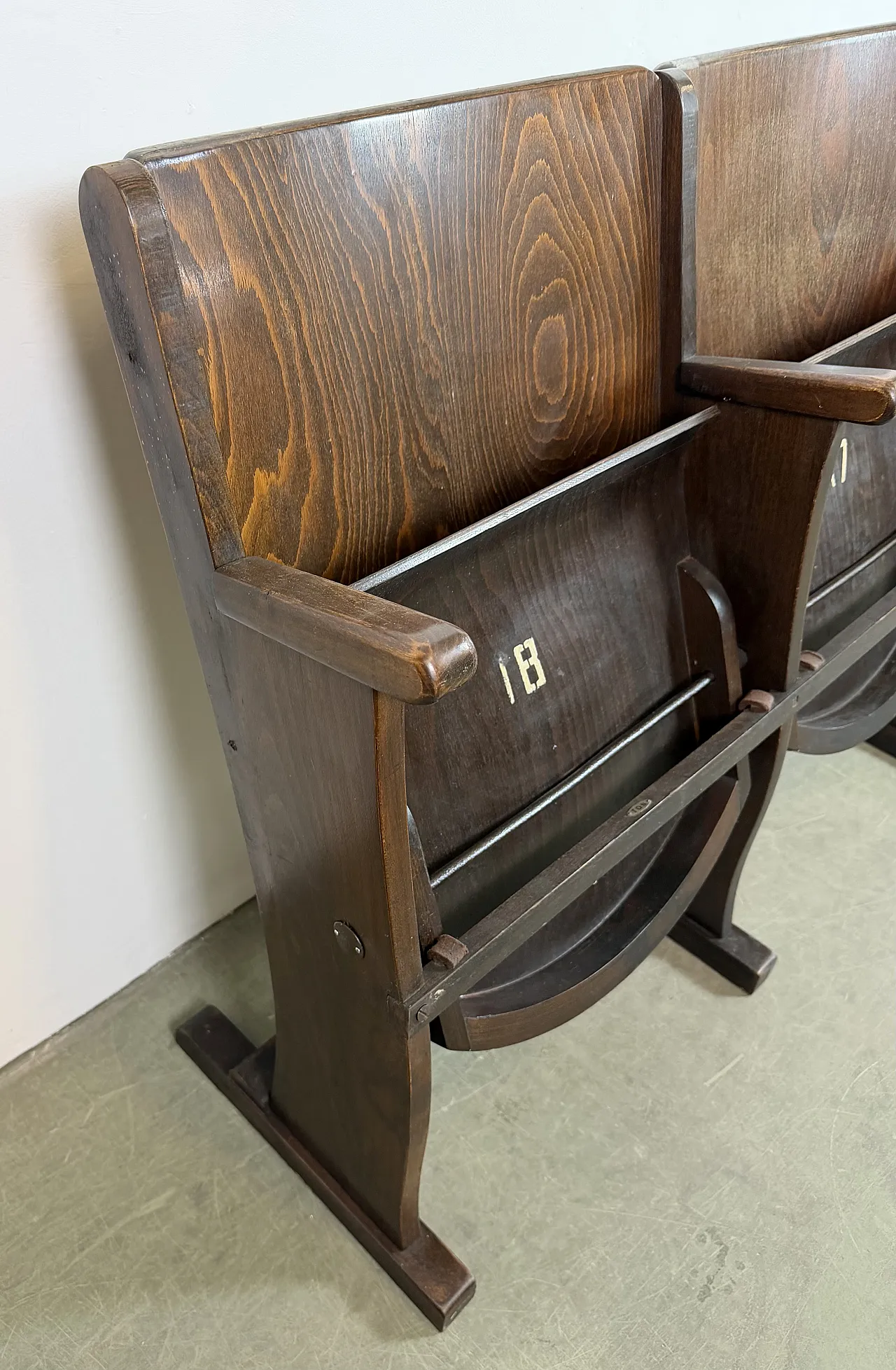 Vintage Two-Seat Cinema Bench from TON, 1960s 9