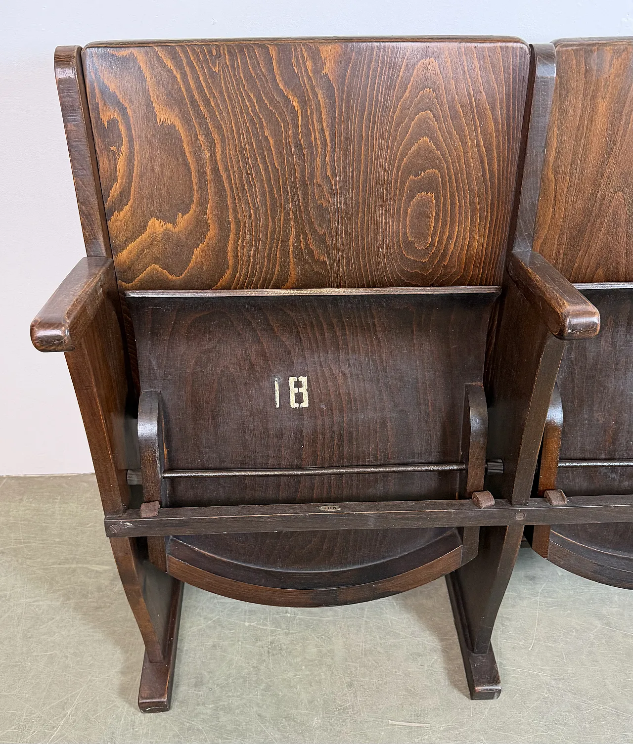 Vintage Two-Seat Cinema Bench from TON, 1960s 10