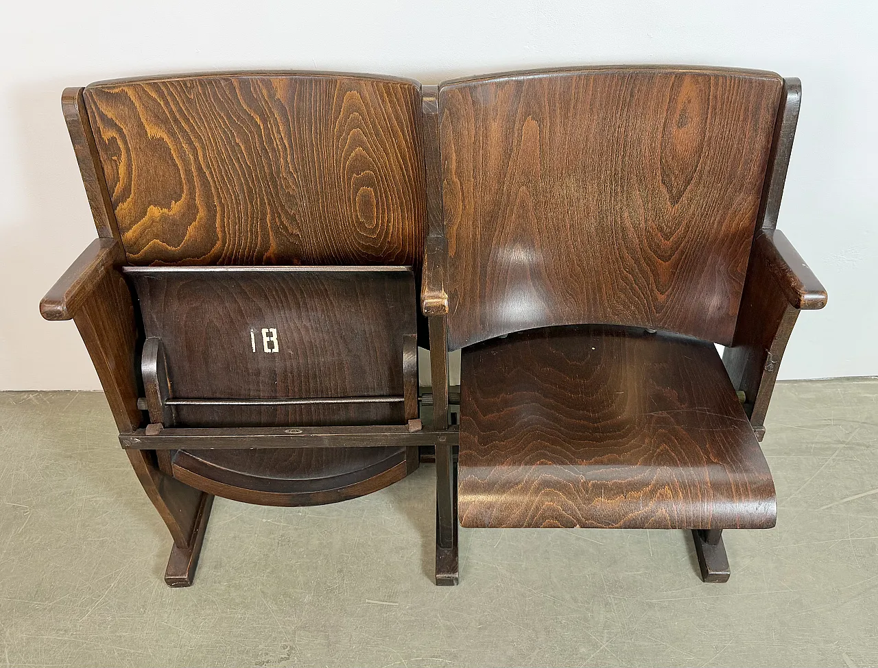 Vintage Two-Seat Cinema Bench from TON, 1960s 13