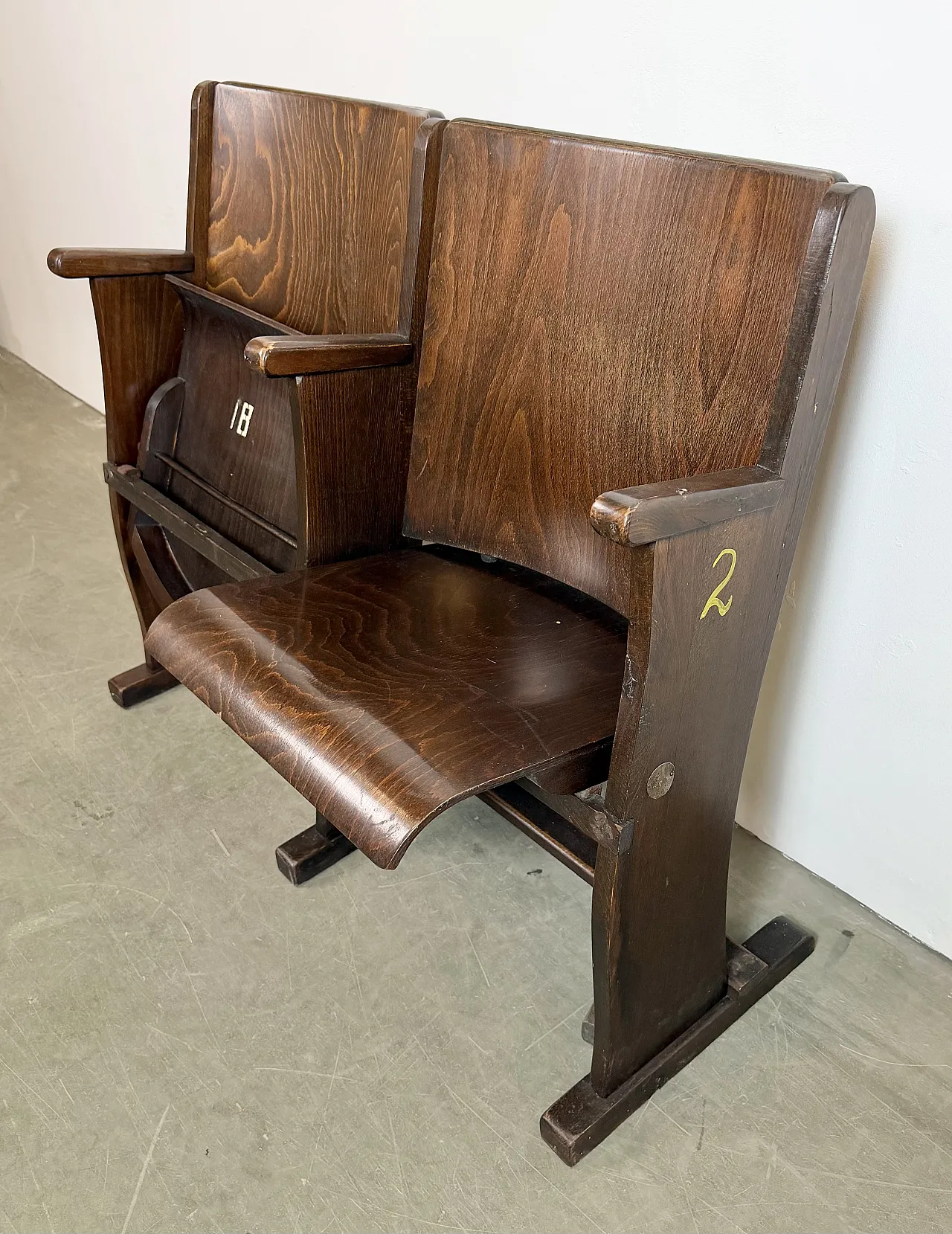 Vintage Two-Seat Cinema Bench from TON, 1960s 15