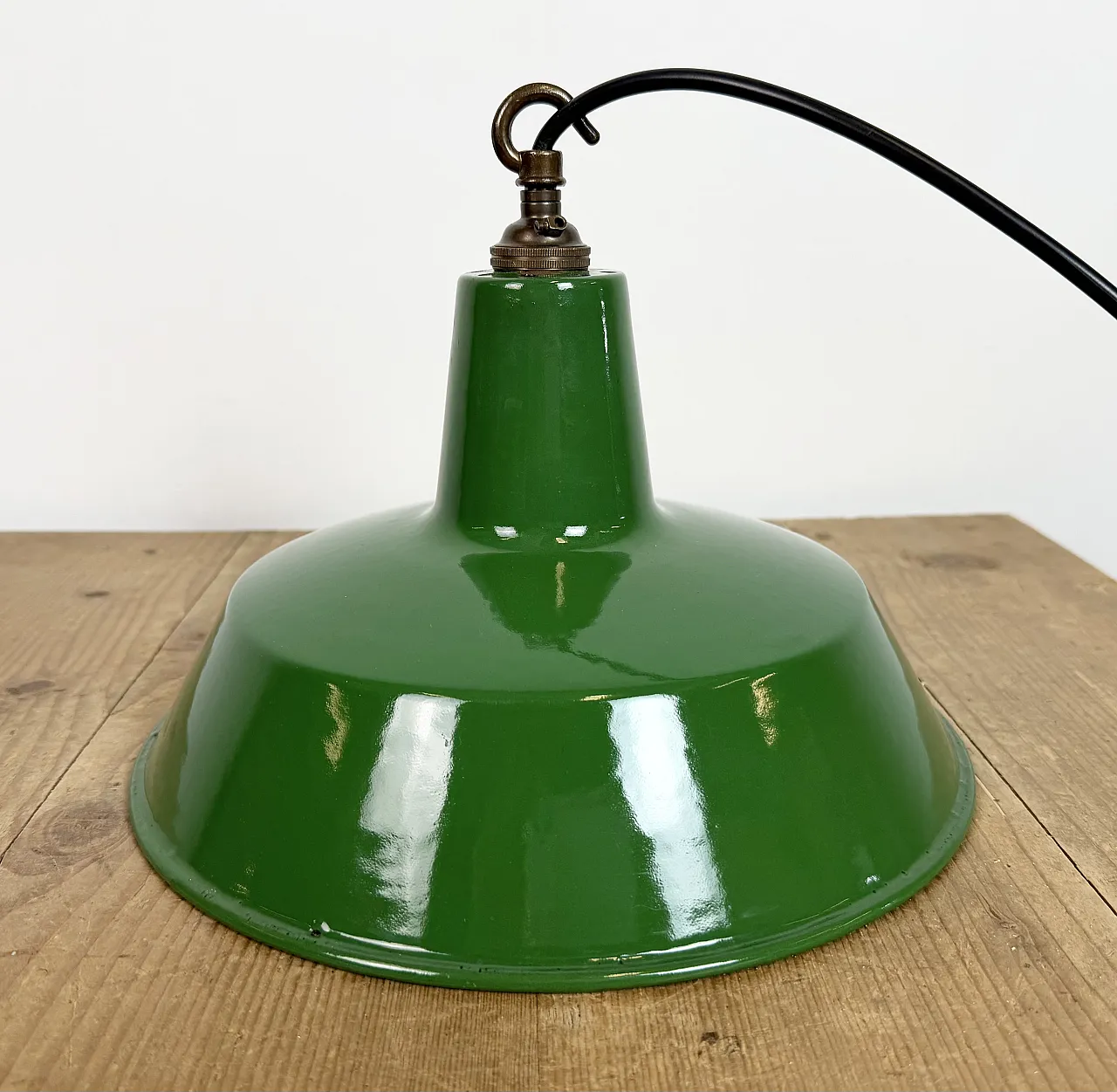 Industrial Green Enamel Factory Pendant Lamp from Revo, 1950s 12