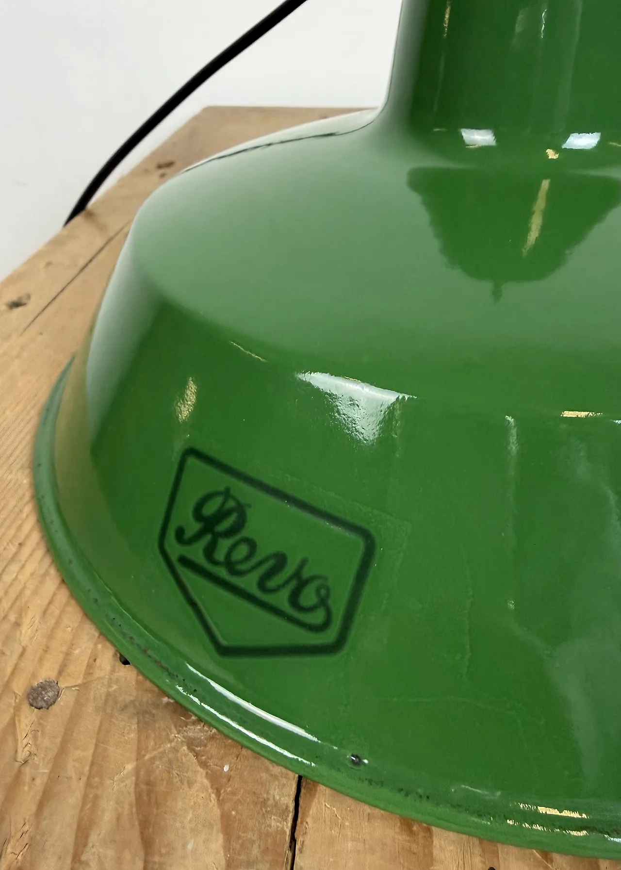 Industrial Green Enamel Factory Pendant Lamp from Revo, 1950s 15