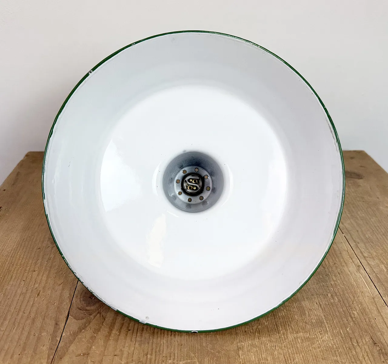 Industrial Green Enamel Factory Pendant Lamp from Revo, 1950s 16