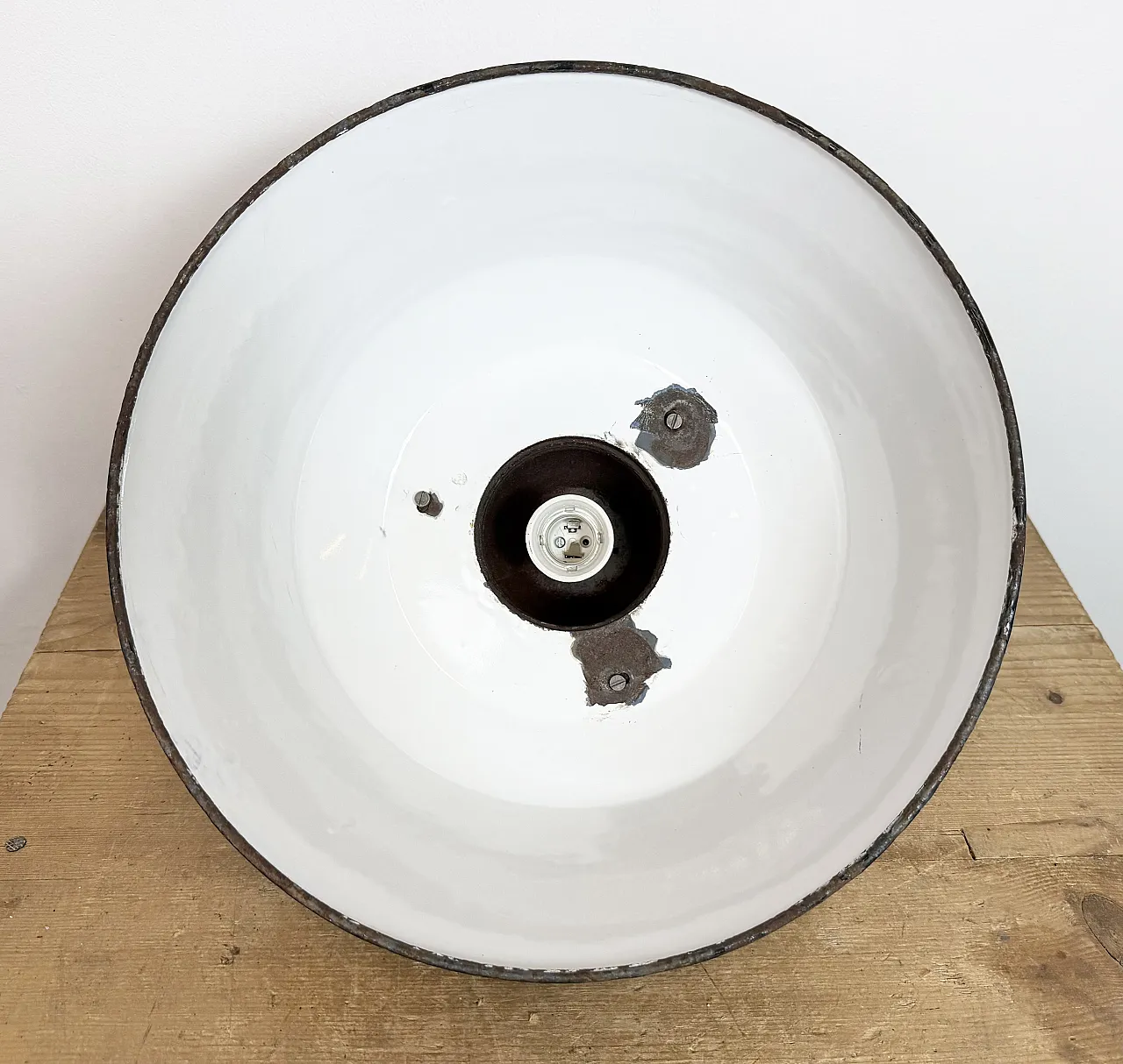 Industrial Blue Enamel and Cast Iron Pendant Lamp, 1960s 18