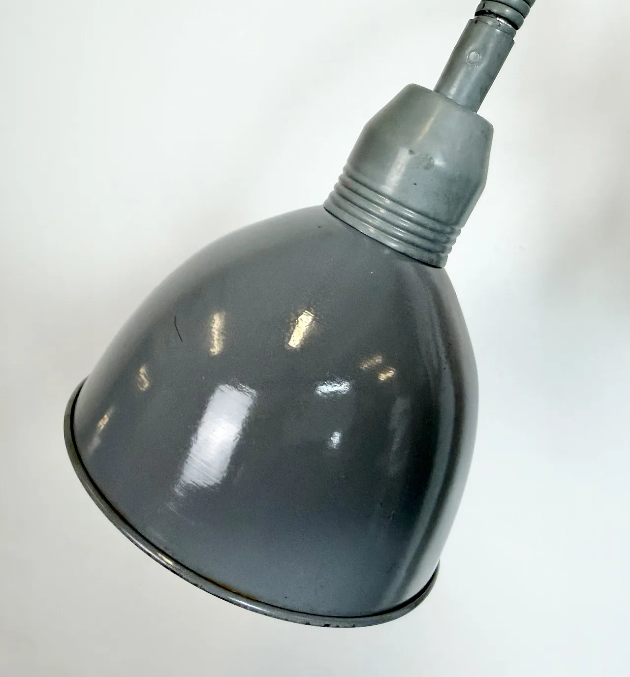 Grey Industrial Gooseneck Scissor Wall Lamp from Elektroinstala, 1960s 5