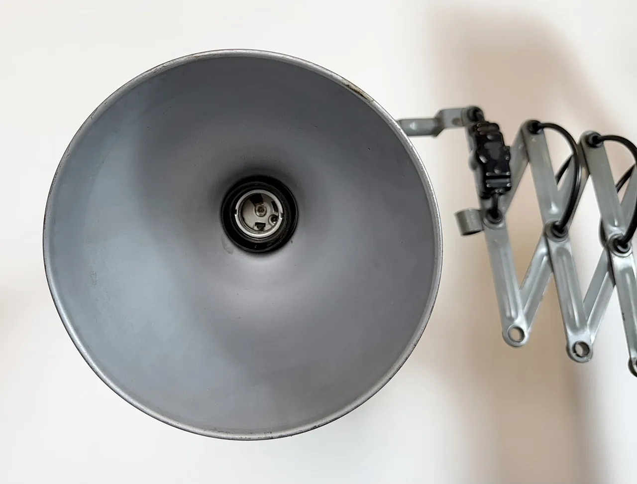 Grey Industrial Gooseneck Scissor Wall Lamp from Elektroinstala, 1960s 9