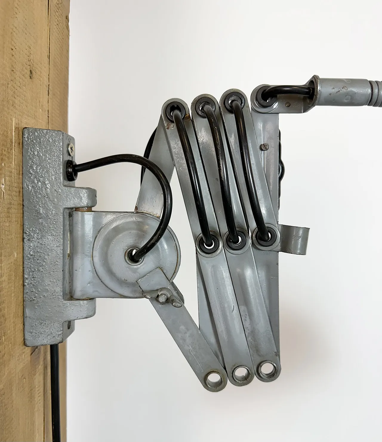 Grey Industrial Gooseneck Scissor Wall Lamp from Elektroinstala, 1960s 14