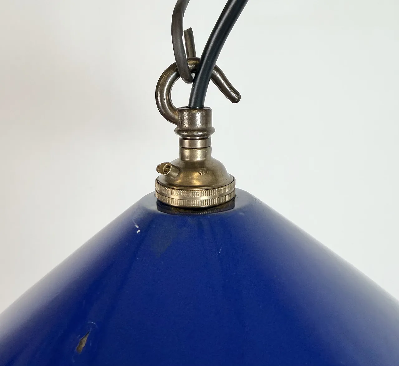 Industrial Cobalt Blue Enamel Factory Pendant Lamp, 1950s 4
