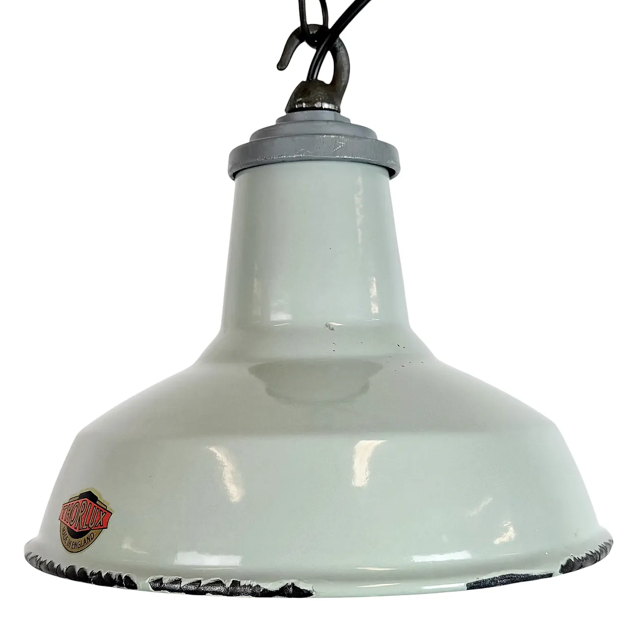 Industrial Grey Enamel Factory Pendant Lamp from Thorlux, 1960s 1
