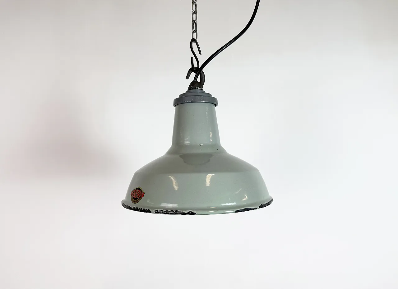 Industrial Grey Enamel Factory Pendant Lamp from Thorlux, 1960s 2