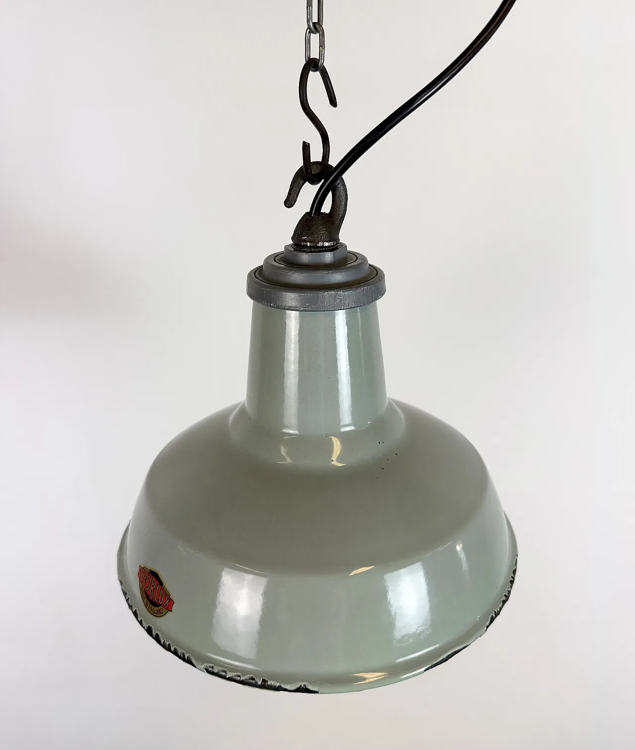 Industrial Grey Enamel Factory Pendant Lamp from Thorlux, 1960s 7