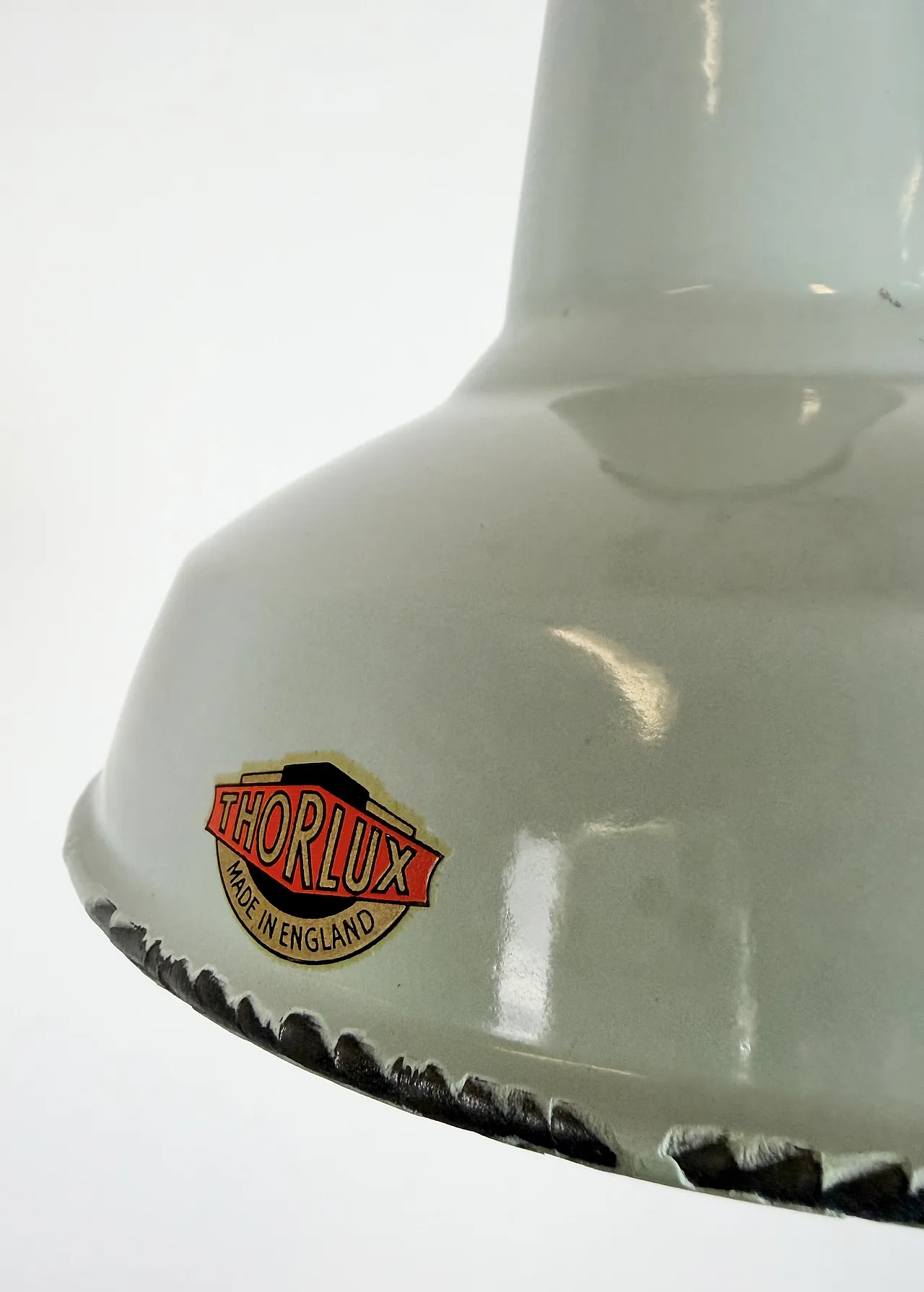 Industrial Grey Enamel Factory Pendant Lamp from Thorlux, 1960s 8