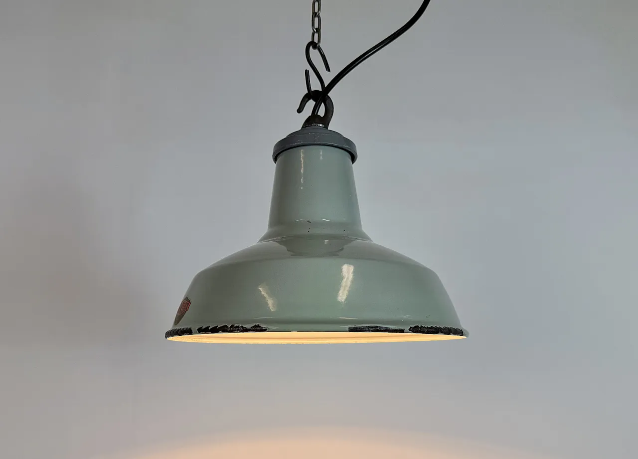 Industrial Grey Enamel Factory Pendant Lamp from Thorlux, 1960s 10