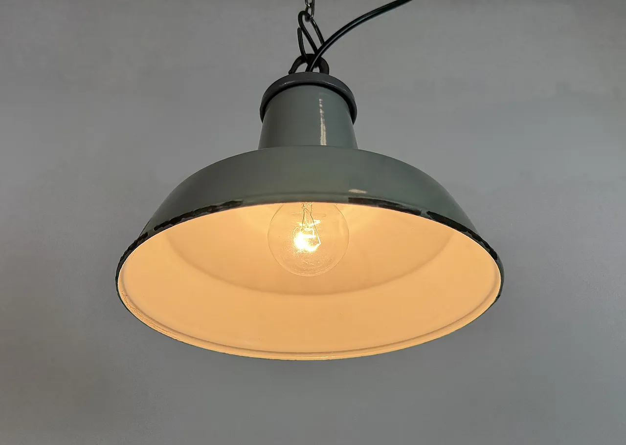 Industrial Grey Enamel Factory Pendant Lamp from Thorlux, 1960s 11