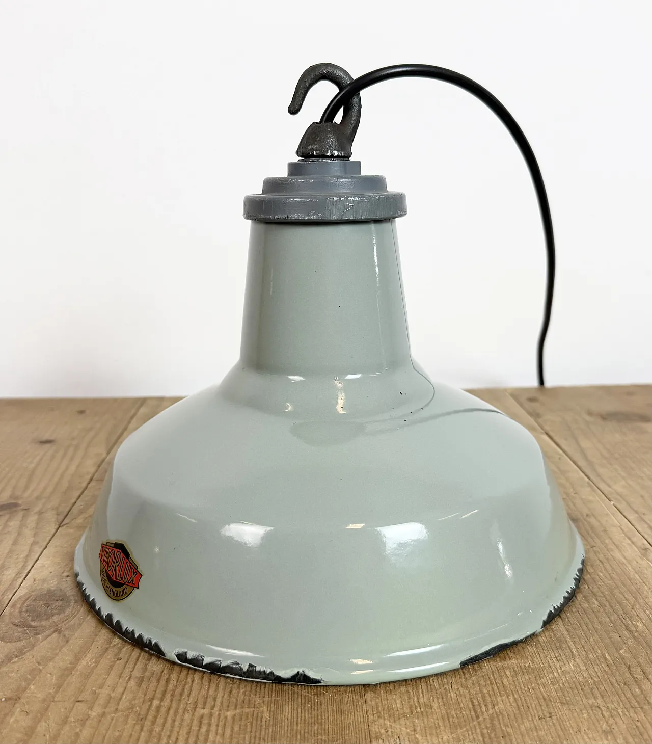Industrial Grey Enamel Factory Pendant Lamp from Thorlux, 1960s 12