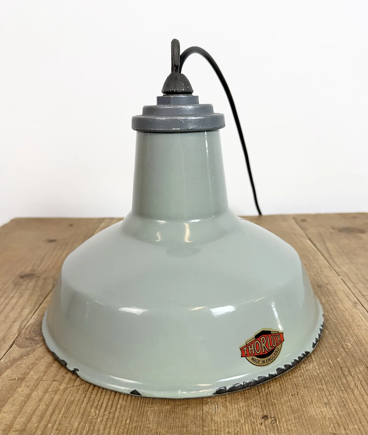 Industrial Grey Enamel Factory Pendant Lamp from Thorlux, 1960s 13