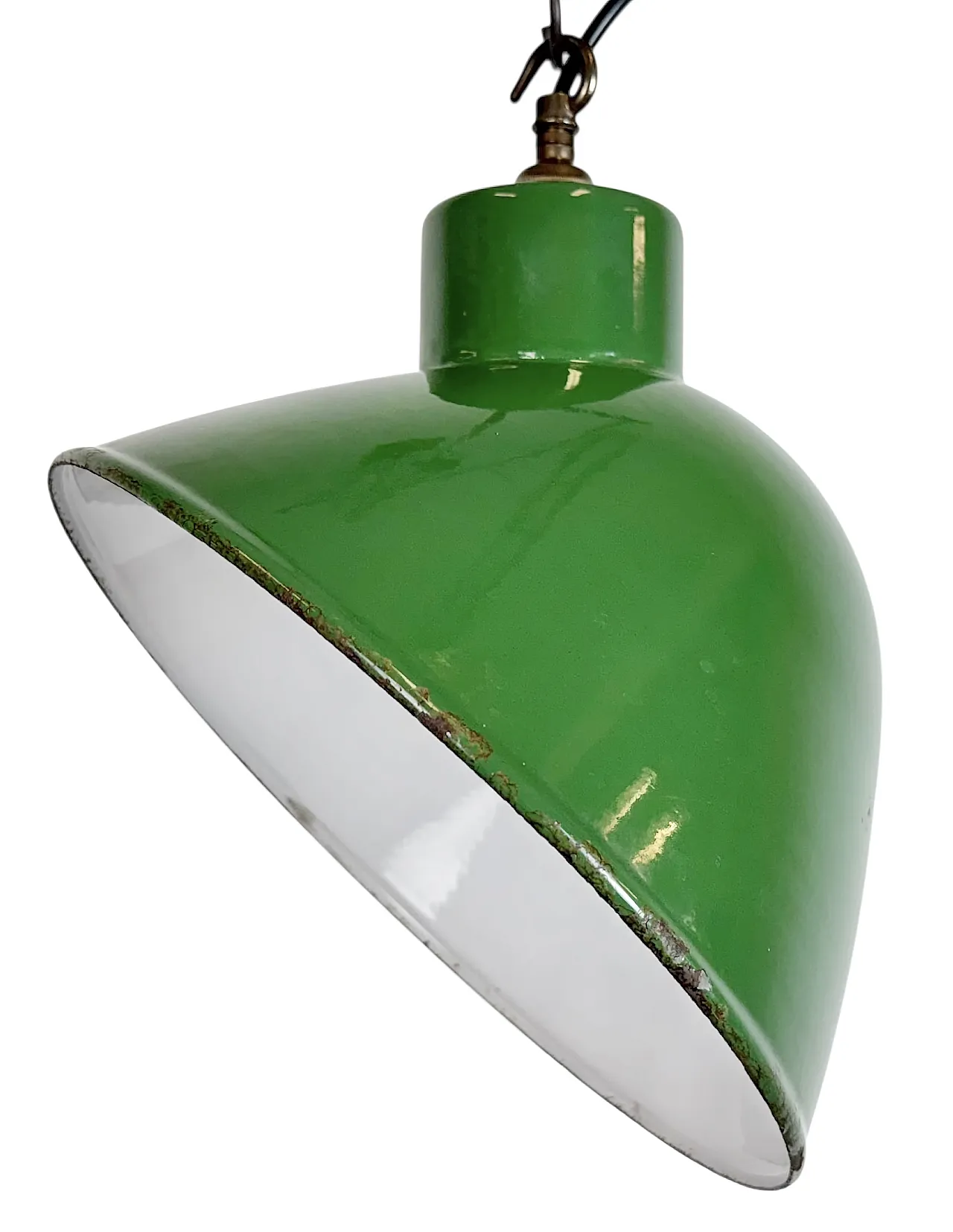 Industrial British Green Enamel Factory Pendant Lamp, 1960s 1
