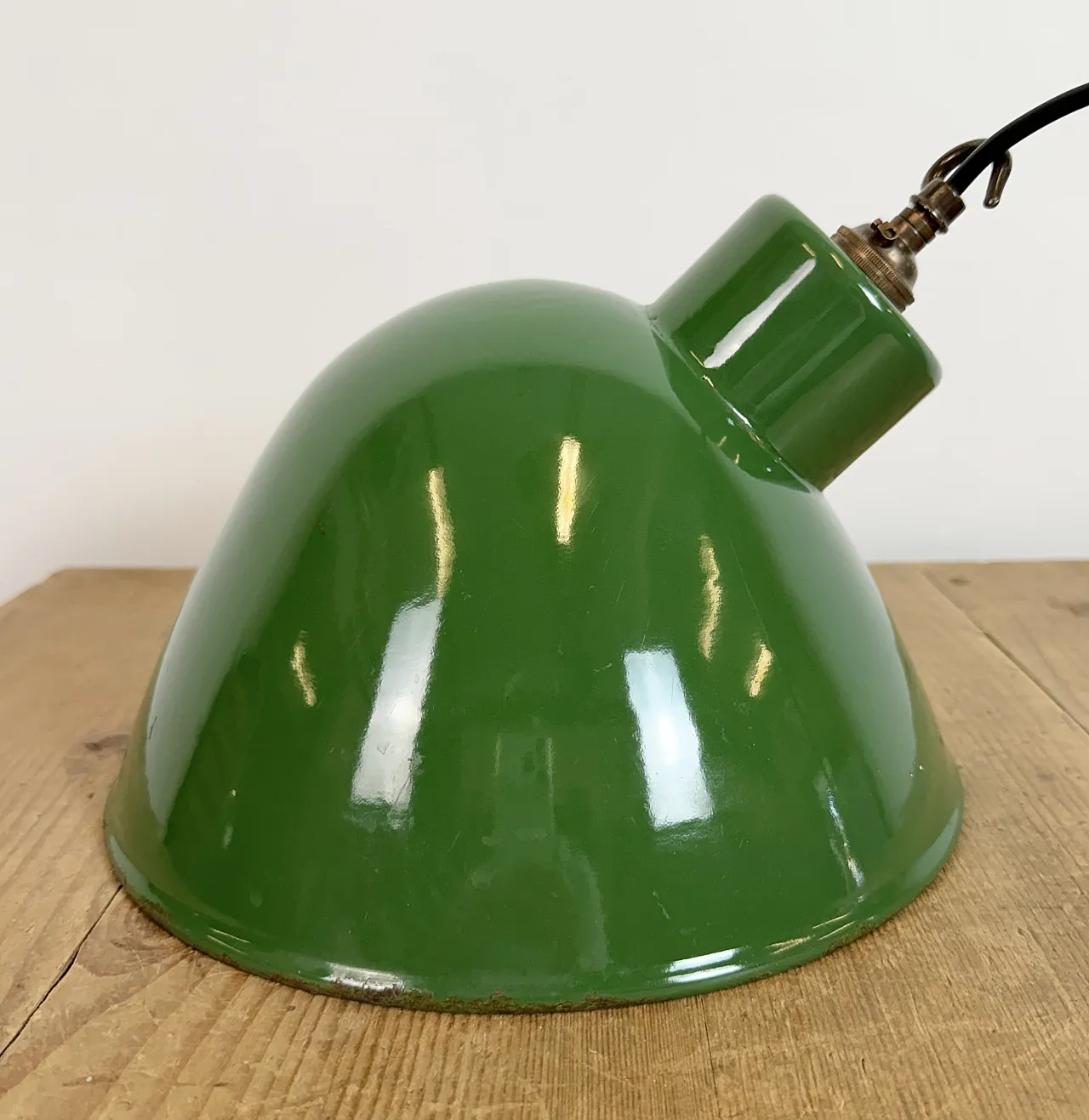 Industrial British Green Enamel Factory Pendant Lamp, 1960s 13