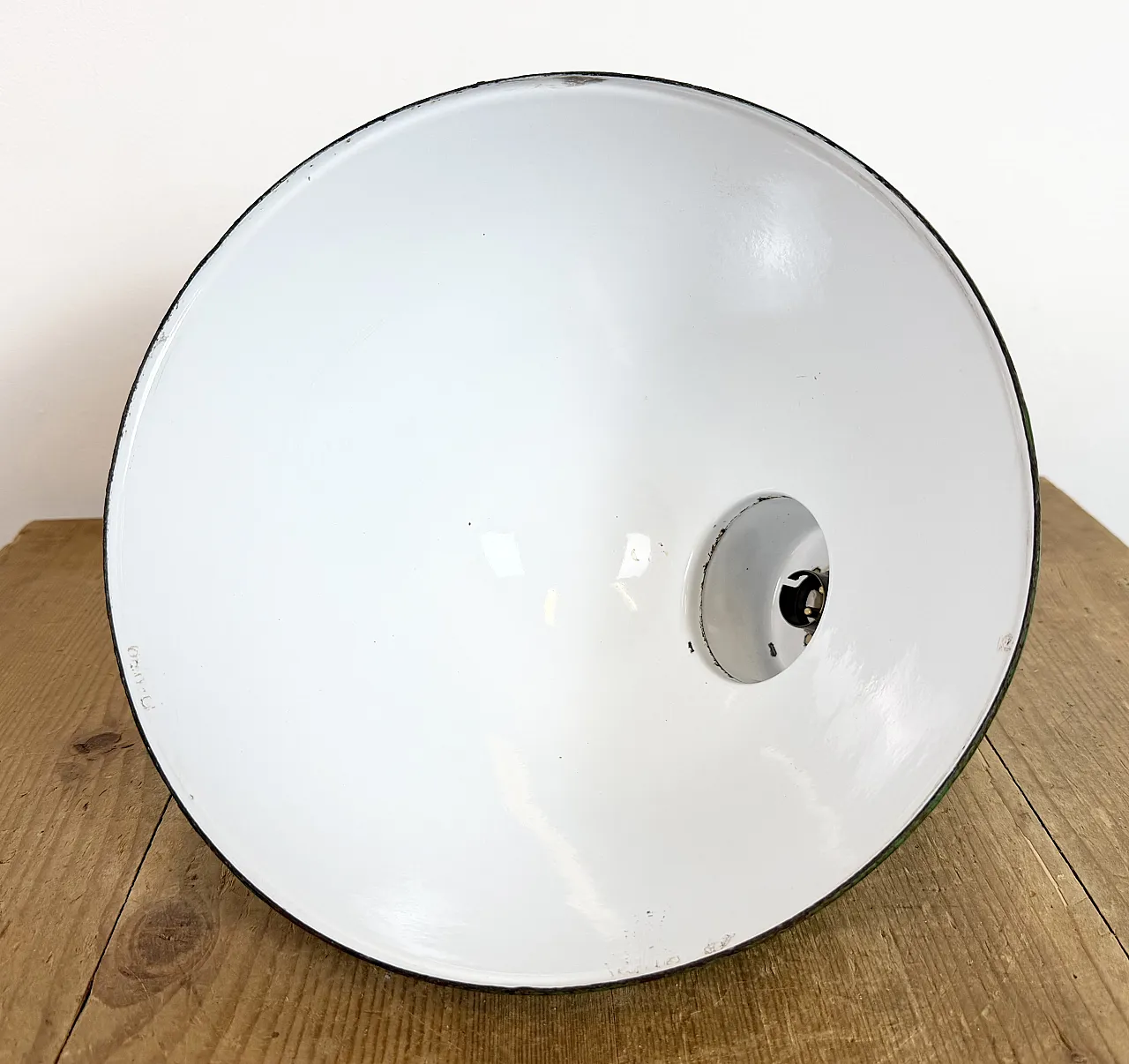 Industrial British Green Enamel Factory Pendant Lamp, 1960s 16