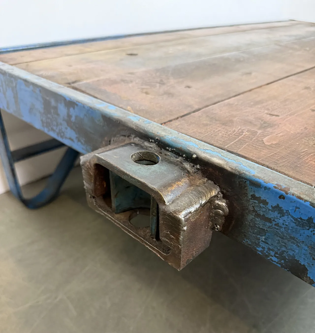 Large Blue Industrial Coffee Table Cart, 1960s 10