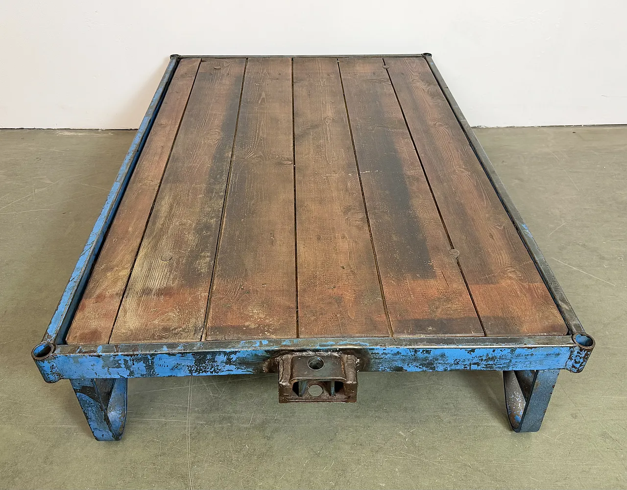 Large Blue Industrial Coffee Table Cart, 1960s 12