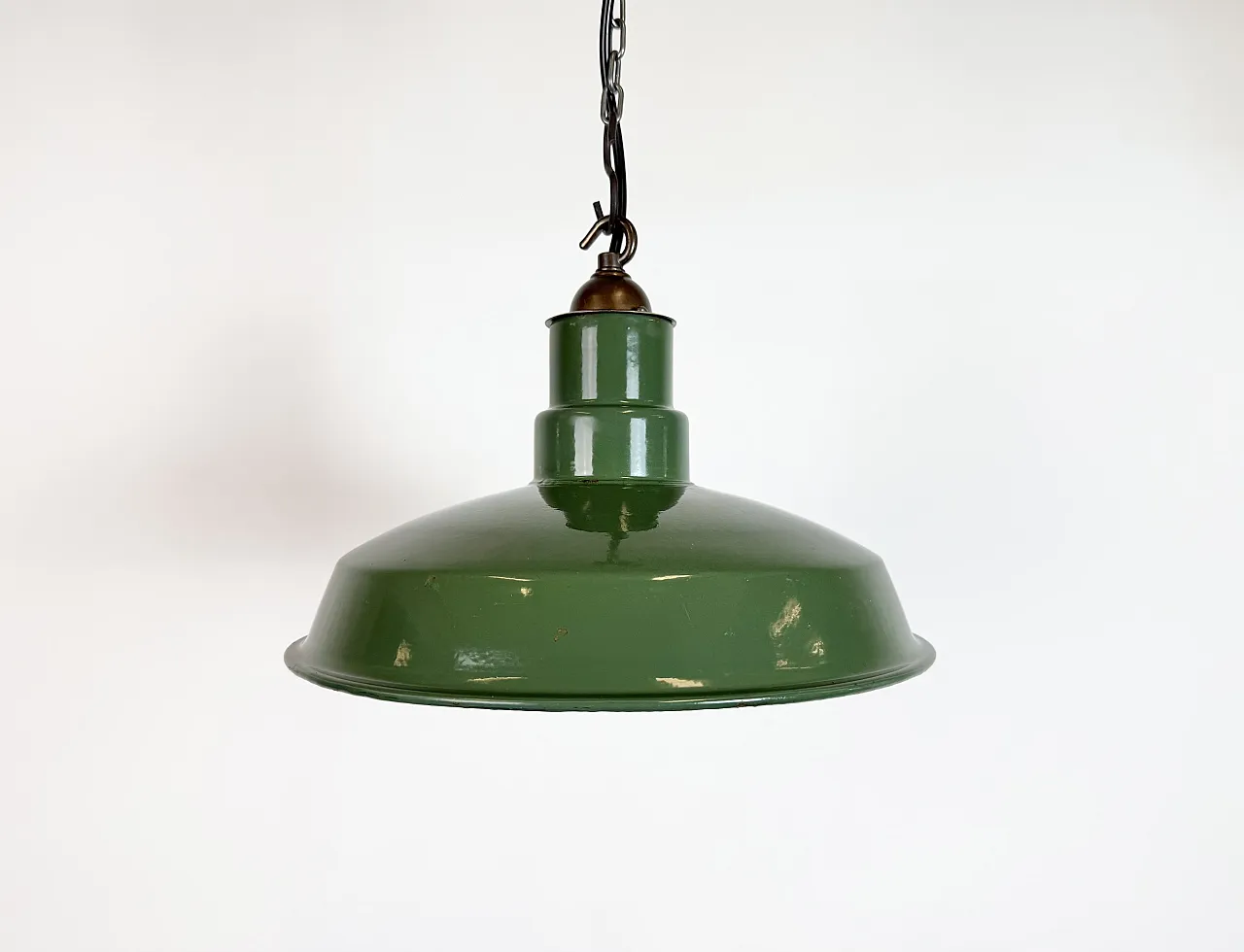Industrial British Green Enamel Factory Pendant Lamp, 1960s 2
