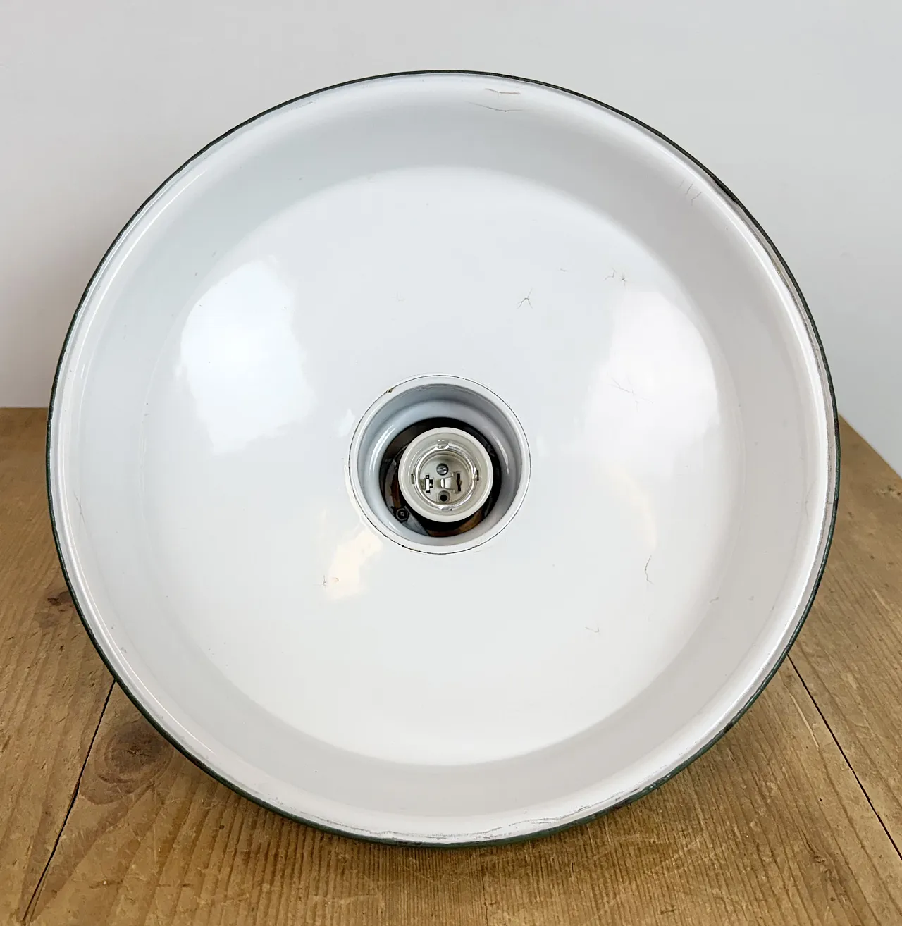Industrial British Green Enamel Factory Pendant Lamp, 1960s 16
