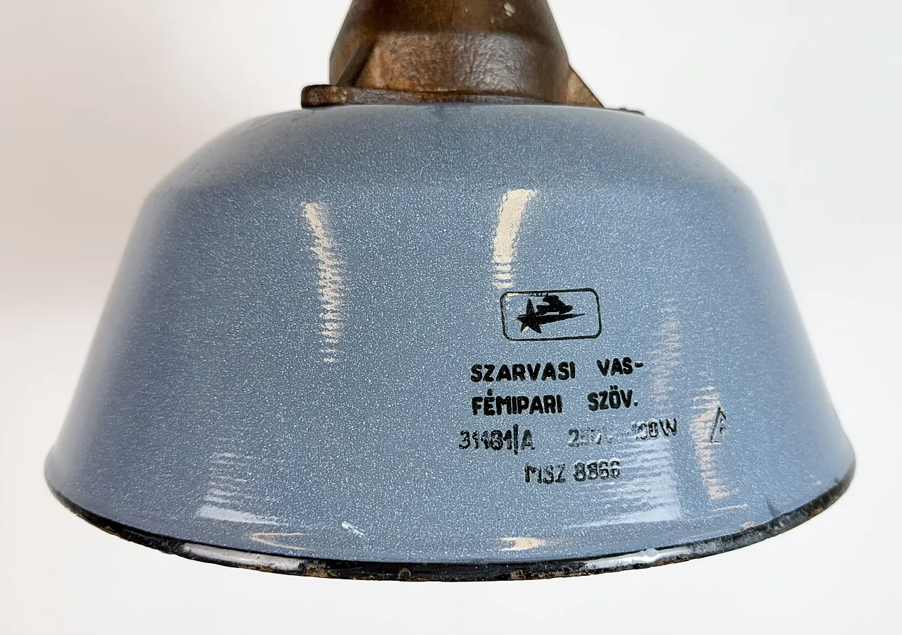Industrial Grey Enamel and Cast Iron Pendant Light, 1960s 6