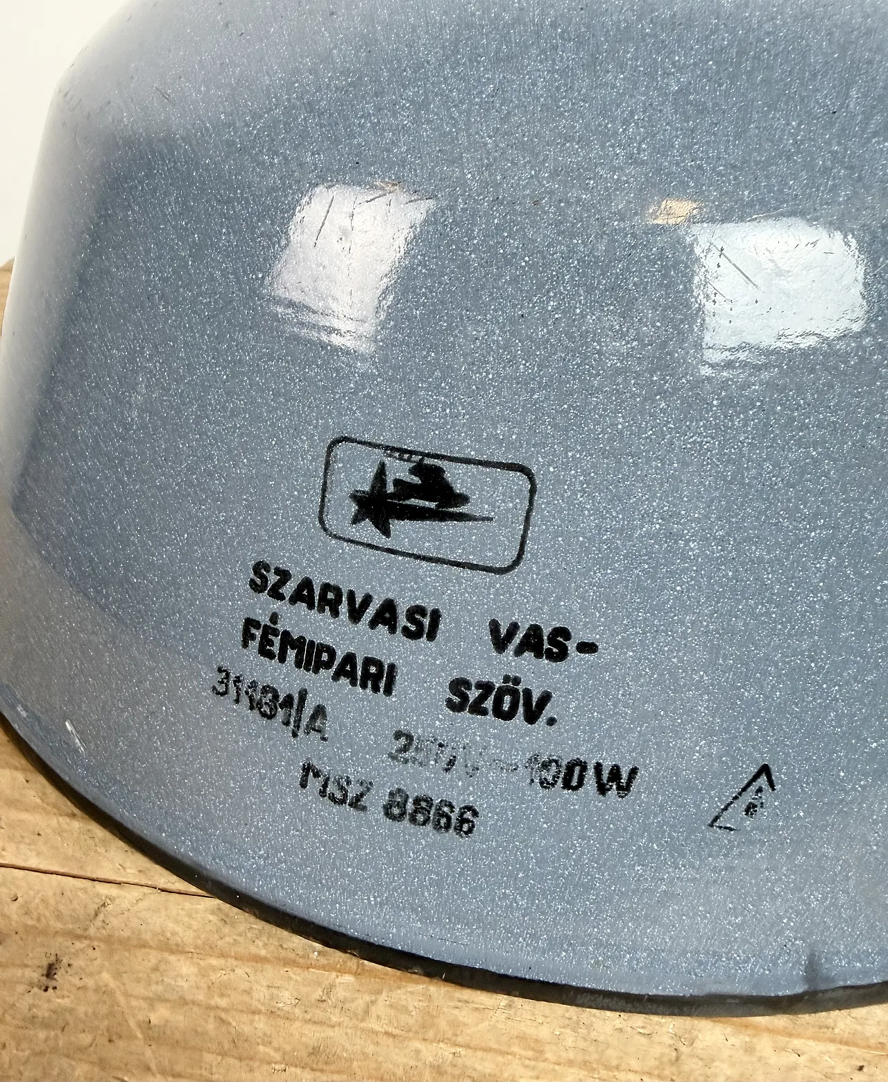 Industrial Grey Enamel and Cast Iron Pendant Light, 1960s 12
