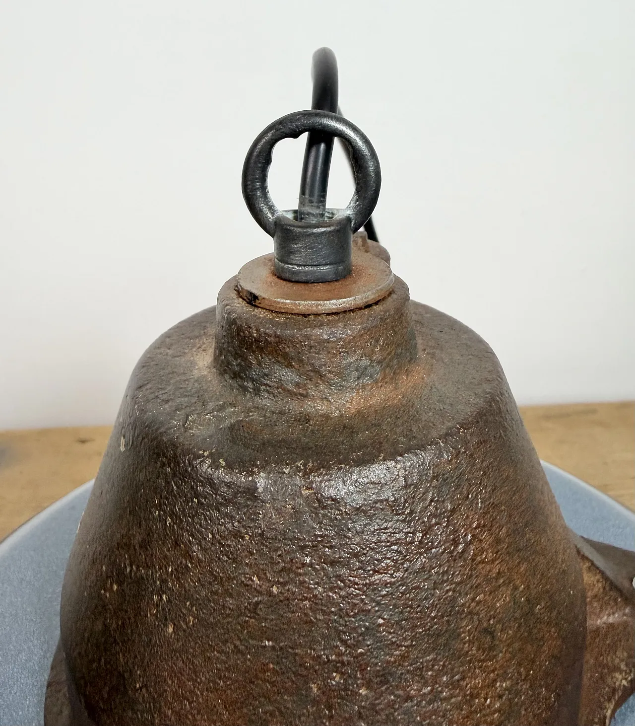 Industrial Grey Enamel and Cast Iron Pendant Light, 1960s 16