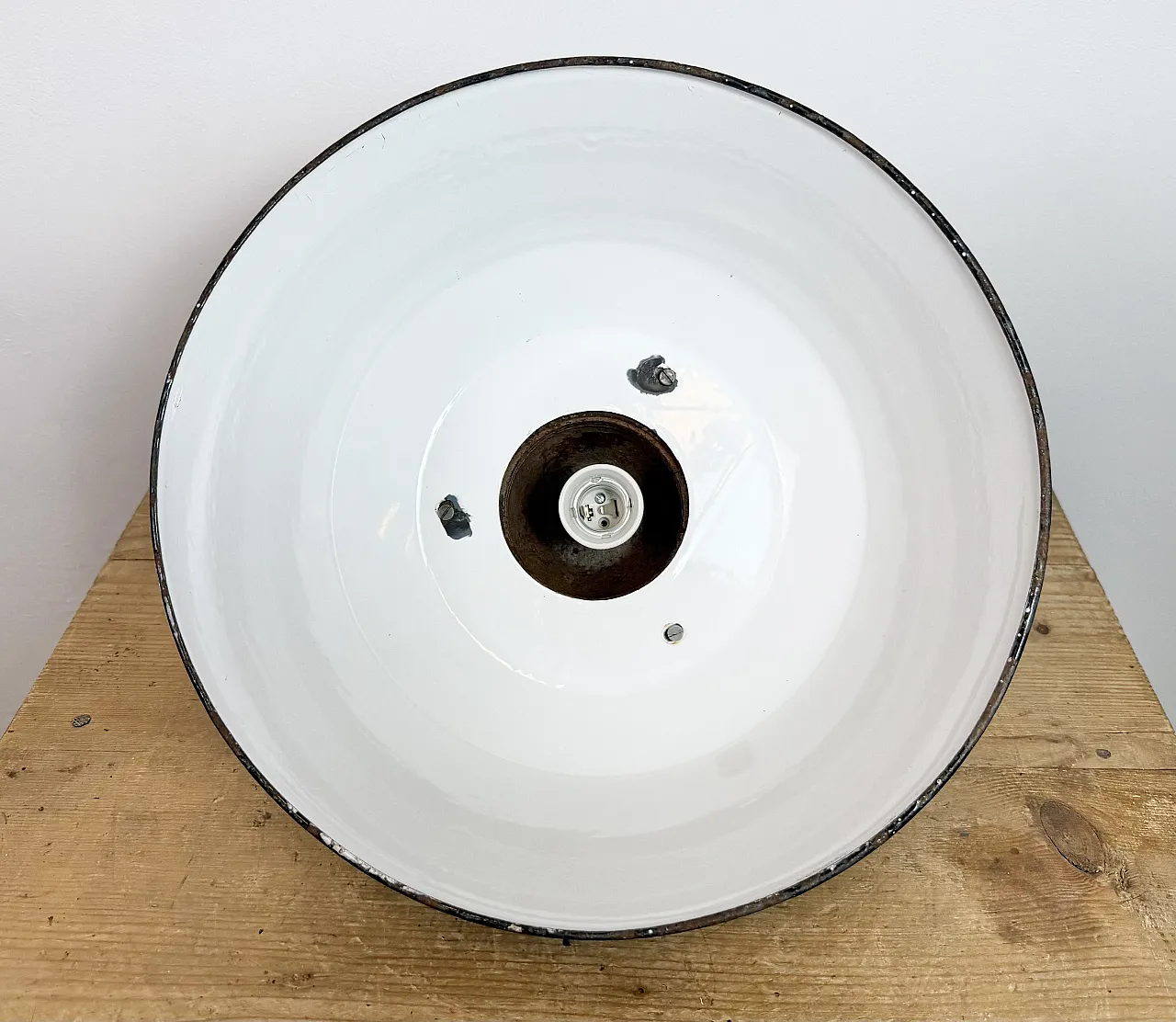 Industrial Grey Enamel and Cast Iron Pendant Light, 1960s 18