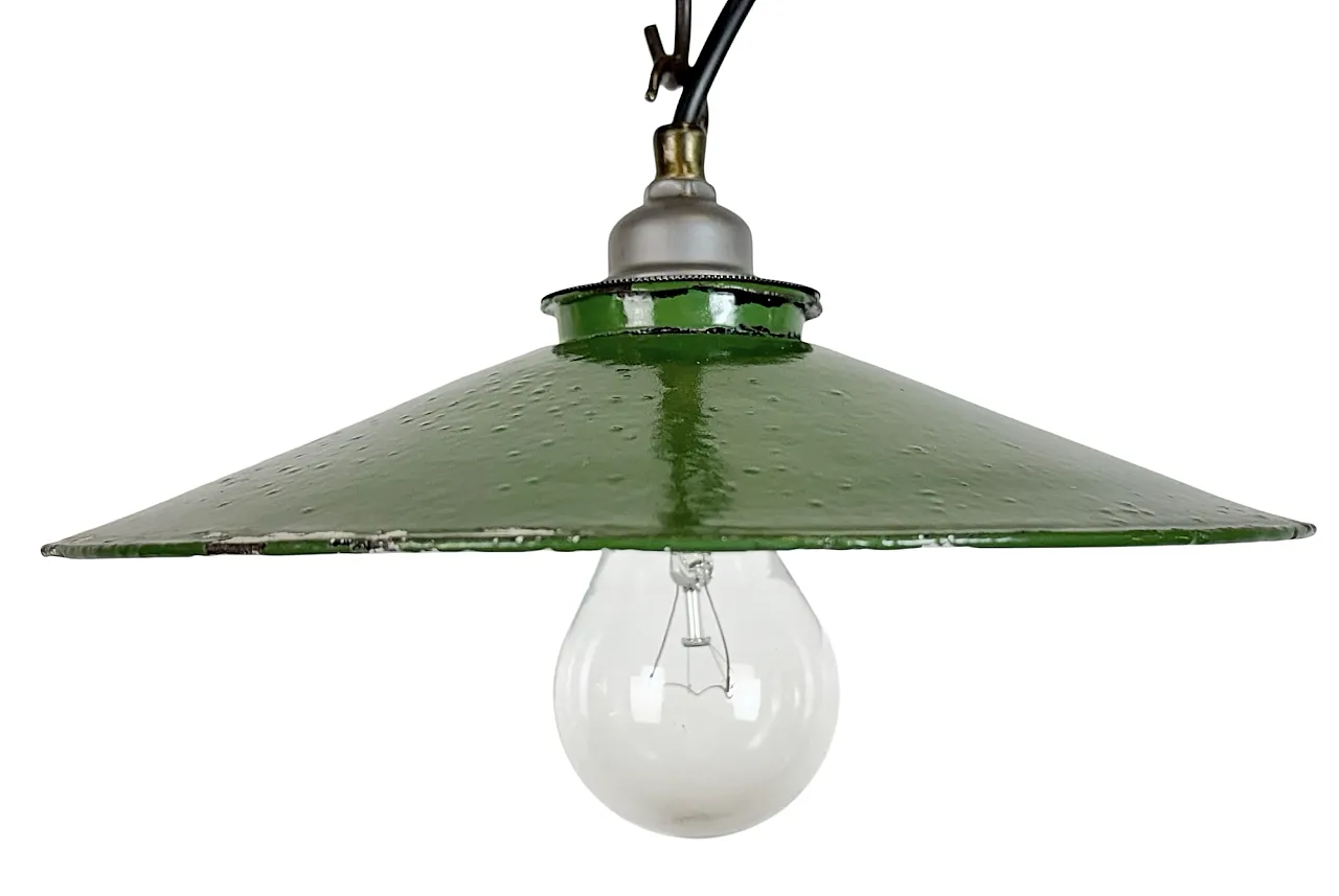 Industrial Green Enamel Light, 1950s 1