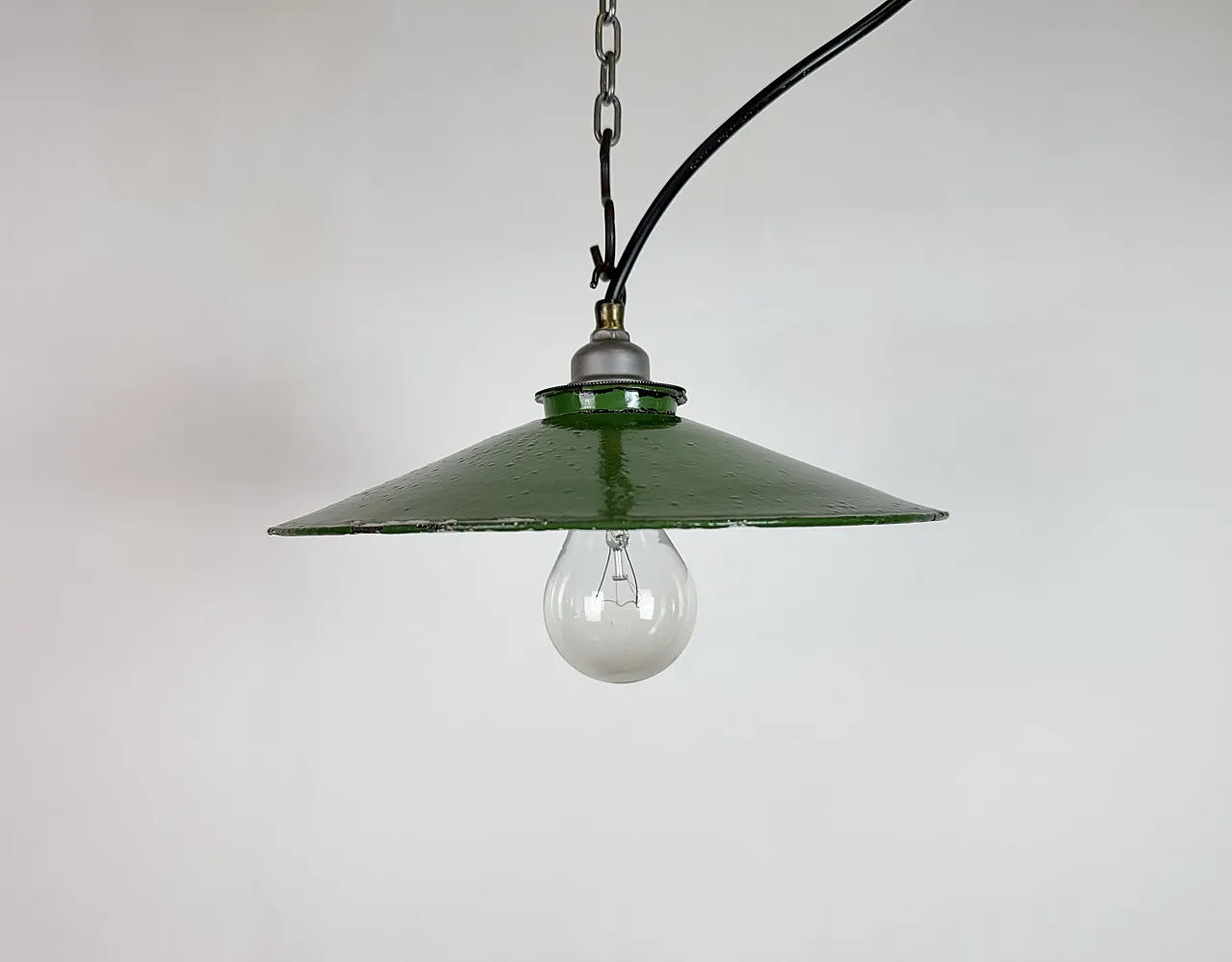 Industrial Green Enamel Light, 1950s 2