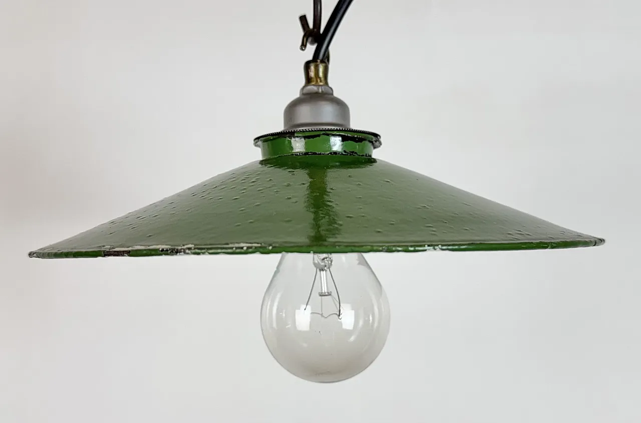 Industrial Green Enamel Light, 1950s 3