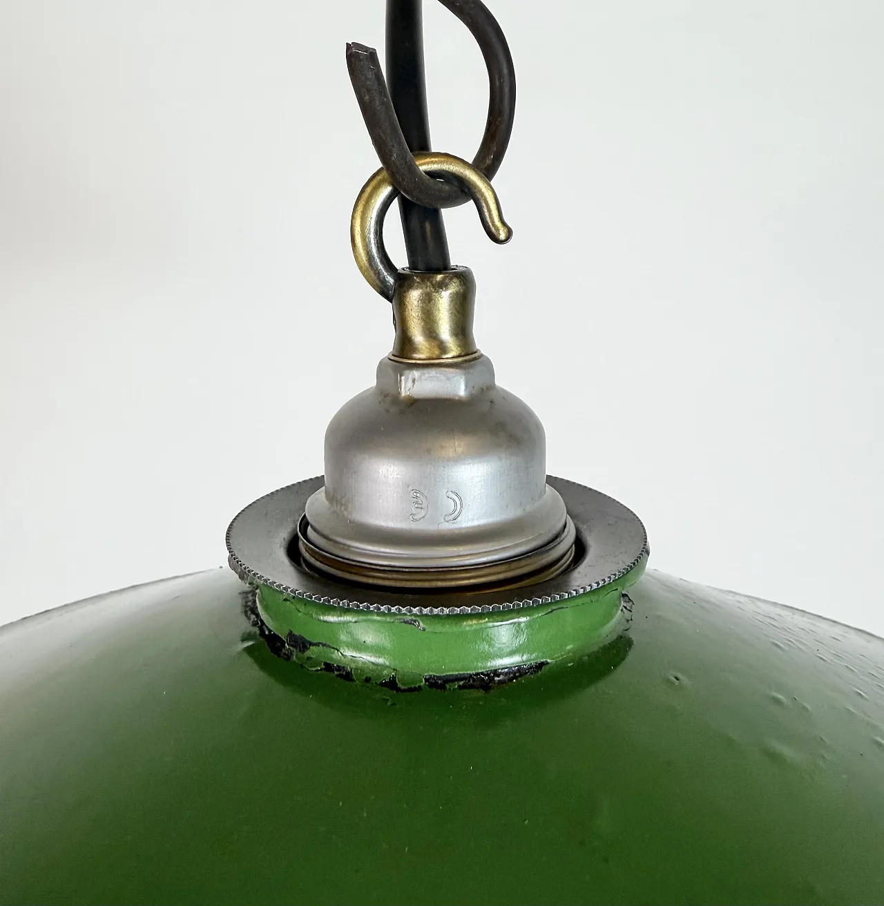 Industrial Green Enamel Light, 1950s 4