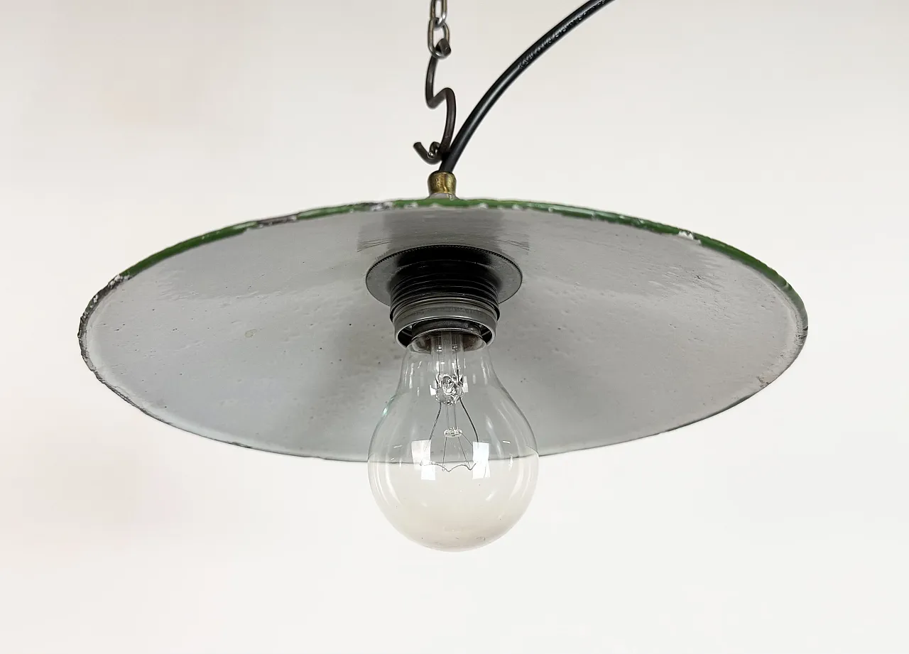 Industrial Green Enamel Light, 1950s 6