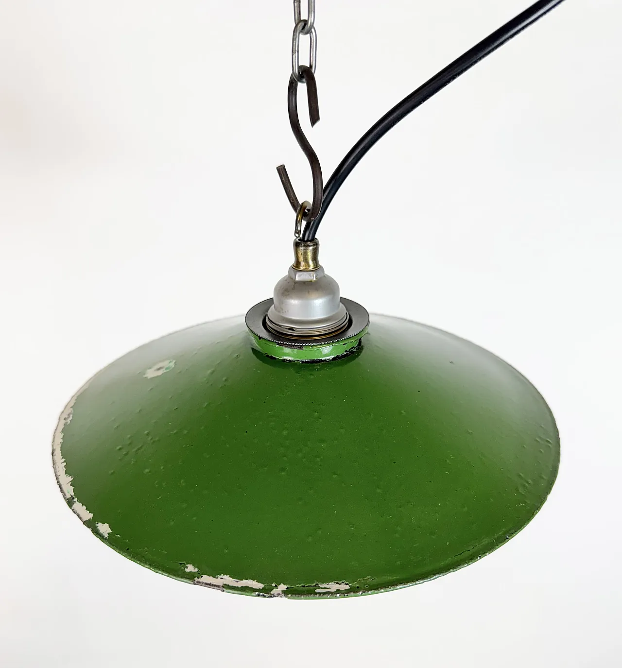 Industrial Green Enamel Light, 1950s 7