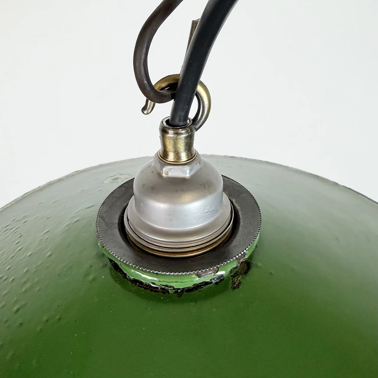 Industrial Green Enamel Light, 1950s 8