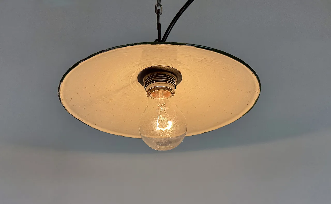 Industrial Green Enamel Light, 1950s 10