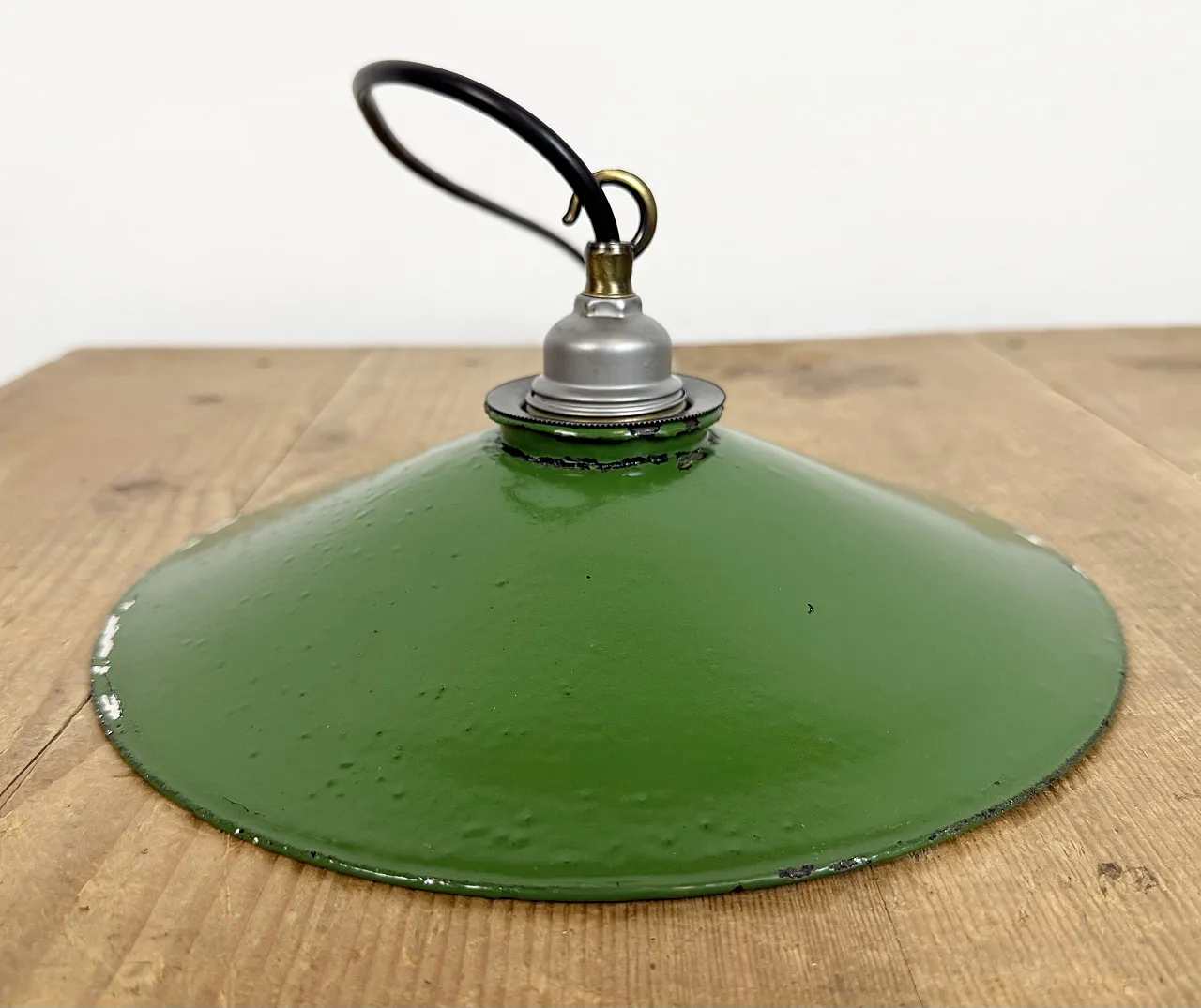 Industrial Green Enamel Light, 1950s 14
