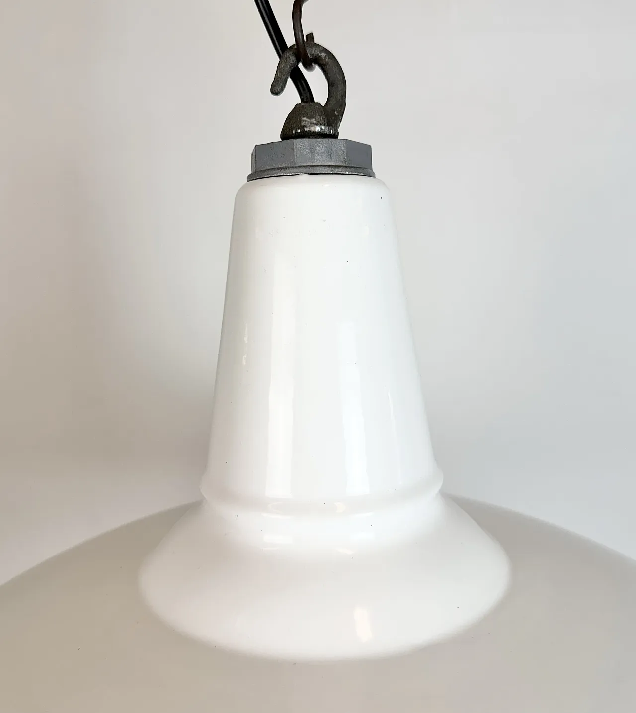 Industrial White Enamel Factory Pendant Lamp from Benjamin USA, 1960s 4