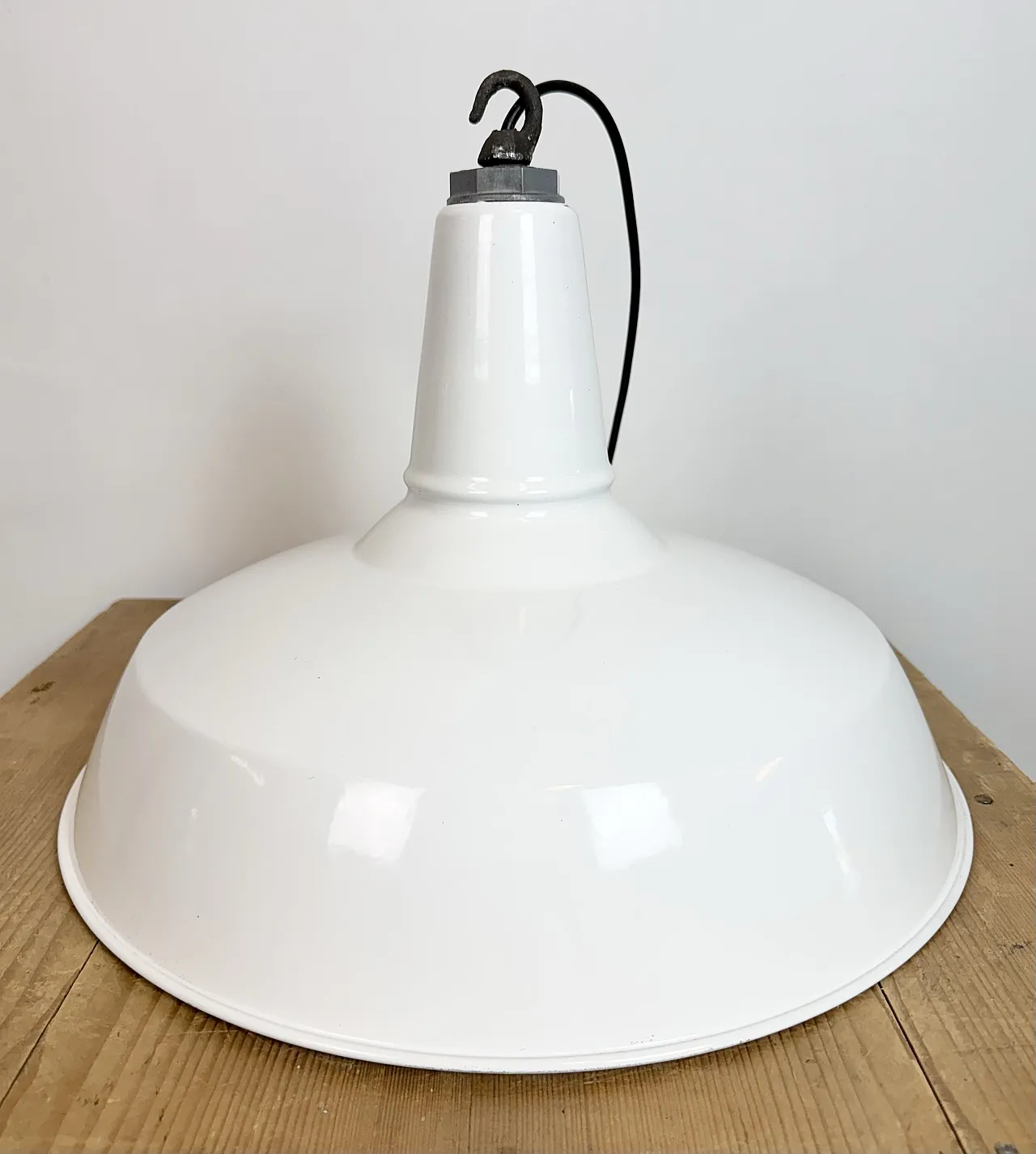 Industrial White Enamel Factory Pendant Lamp from Benjamin USA, 1960s 11