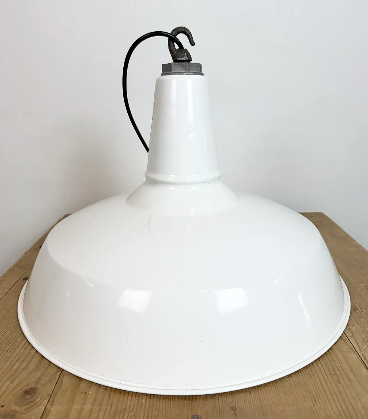 Industrial White Enamel Factory Pendant Lamp from Benjamin USA, 1960s 13